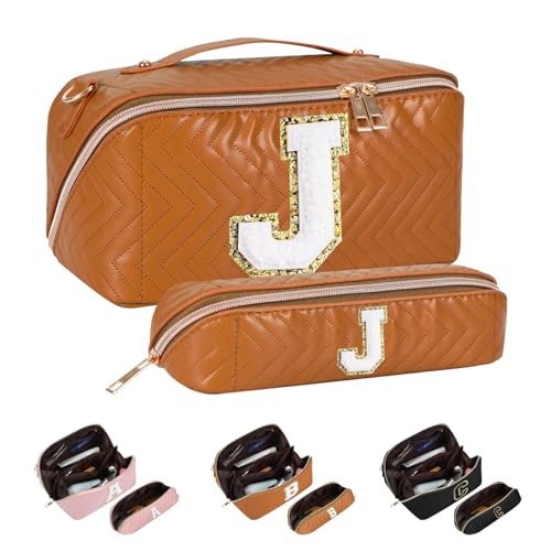 Huifen Personalisierte Reise-Make-up-Tasche A-Z, große Kosmetiktasche, Kulturbeutel, Make-Up-Organizer, wasserdicht, Make-up-Tasche, Ostern, Geburtstag, Initialengeschenke für Frauen, Mädchen, Mutter, von Huifen