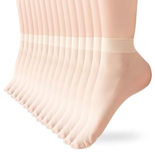 Huiguli 15 Paar Nylonstrümpfe Damen, Feinstrümpfe 20 DEN, Rutschfest Söckchen, Atmungsaktiv und Weich nylon söckchen damen, mit Verstärkten Zehen von Huiguli