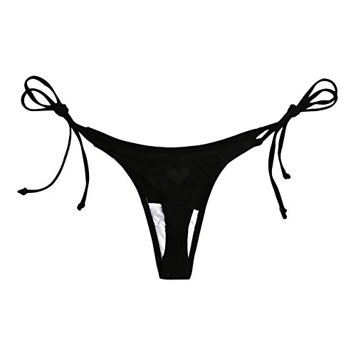 Huihong Sommer Damen Bikinihose Bandage High Taillen Bikini Slip Brasilianisch Freche Unterseite Binden Tanga Bikini Bademoden Unterhose (Herz-Schwarz, S) von Huihong Damen Bekleidung