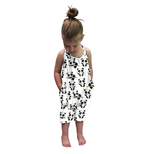 Huihong Jumpsuit Overall Trainingsanzug Kinderoverall Kinderbekleidung Ärmellos Spielanzug Kleinkind Mädchen Baby Kinder Floral Strap Romper Sommer Outfits T-Shirt Bodysuit Kleidung (Weiß, 110) von Huihong