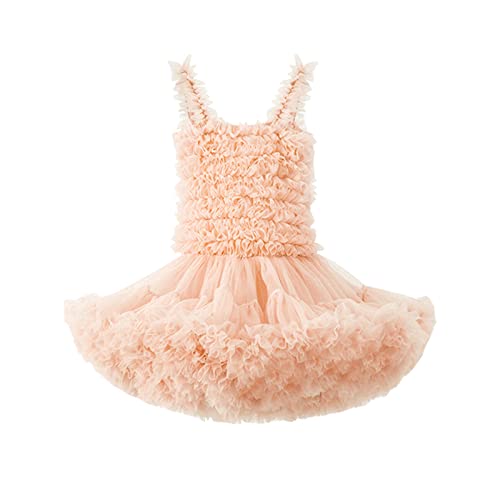 Huihong Kinder Kleider Mädchen Elegant Sommer ärmellose Rüschen Modedruck Kleid Baby Mädchen Shooting Prinzessin Gekräuseltes Lässig Locker Kurzarm Strandkleid Partykleid von Huihong