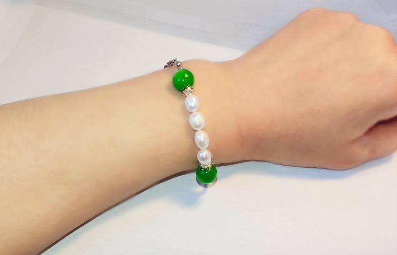 Damen Armkette Luxus Armand Süßwasserperlen Selbstgemacht Blau Grün Mode Design von HuihuiLaden