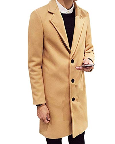 Herren Lang Windbreaker Jacke Fit Freizeit Slim Trench Herrenmode Coat Parka Männer Outerwear Mantel Mäntel (Color : Khaki, Size : S) von Huixin