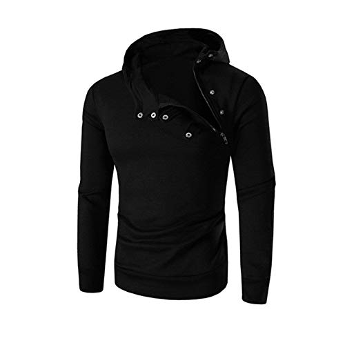 Herren Langarm Slim Fit Sweatshirt Hoodie Casual Hipster Winter Herbst Sport Herrenmode Pullover Jacke Kapuzenpullover Outwear (Color : Schwarz, Size : XL) von Huixin