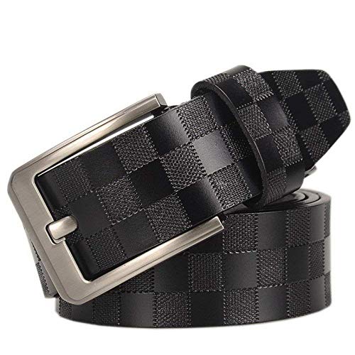 Herren Leder Gürtel Business Pin Buckle Herrenmode Mit Plaid Gürtel Metallschna von Huixin