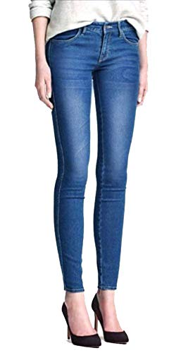 Huixin Damen Denim Jeans Hose Jeanshose Skinny Stretch Damenjeans Vordertaschen Button Elegant Outdoor Jeanshose Trousers (Color : Blau, Size : 42) von Huixin