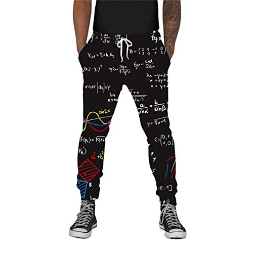 Mathematische Formel 3D Lustige Jogger Frauen Herrenmode Männer Nner Hosen Pantsfashion Hip Hop Jogginghose Pantalon Mann Casual Trainingshose (Color : Mens Pants, Size : L) von Huixin