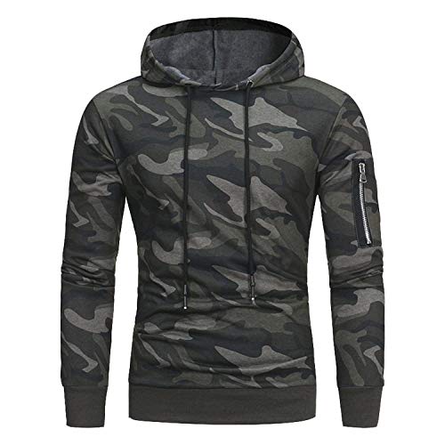 Pullover Tarnmuster Camouflage Hoodie Herbst Winter Sport Casual Langarm Hipster Kapuzenpullover Herrenmode Pulli Mit Kapuze (Color : Grün, Size : XL) von Huixin