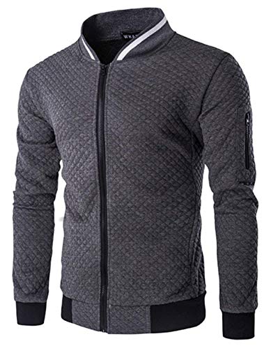 Unisex Hip Hop Urban Basic Gesteppte Sweatjacke Sportjacke Coat Herrenmode Bomberjacke Baseballjacken Langarm Pilotenjacke Mantel (Color : Grey, Size : M) von Huixin