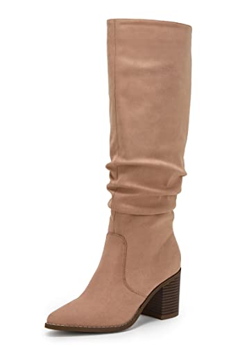 Huiyuzhi Damen-Stiefel, spitzer Zehenbereich, mittelhoher Absatz, seitlicher Reißverschluss, kniehohe Stiefel, Khaki, 38 EU Huiyuzhi Damen-Stiefel, spitzer Zehenbereich, mittelhoher Absatz, seitlicher Reißverschluss, kniehohe Stiefel, Khaki, 38 EU von Huiyuzhi