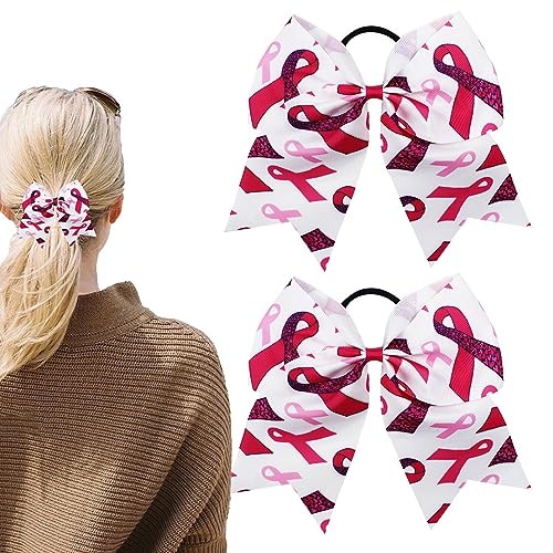 Brustkrebs Haarschleife - 2-teiliges elastisches rosa Zubehör zur Aufklärung über Brustkrebs,für den Cheerleader-Girls- und Brustkrebs-Monat Hujinkan von Hujinkan