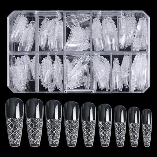 Hujinkan Vollständige Nagelspitzen, klare künstliche Nägel | 120 Stück 3D-Kunstnägel, transparente Spitzen | Home Nail Art Damen Nagelspitzen Anfänger Maniküre DIY Nägel für Dating, Hochzeit, Party, von Hujinkan