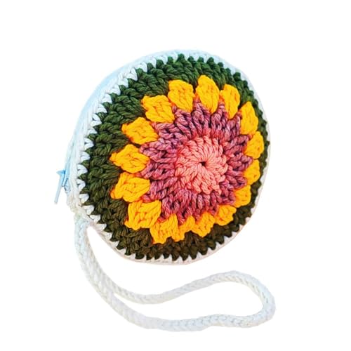 HukDok Handgefertigte Geldbörse mit Smiley-Gesicht, Reißverschluss, gehäkelt, gestrickt, niedlich, kleine Aufbewahrungstasche, Münzgeldbörse, runde Tasche, Gelbe Sonnenblume, Kompakter Stil HukDok Handgefertigte Geldbörse mit Smiley-Gesicht, Reißverschluss, gehäkelt, gestrickt, niedlich, kleine Aufbewahrungstasche, Münzgeldbörse, runde Tasche, Gelbe Sonnenblume, Kompakter Stil von HukDok