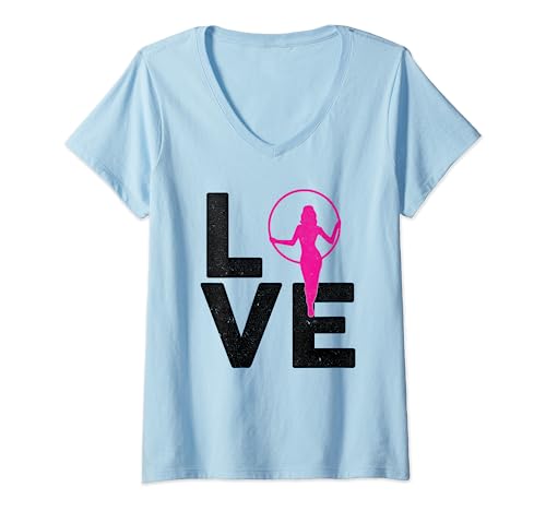Damen Ich liebe Hula Hooping Hula Hoop Tanzen Hula Hooping T-Shirt mit V-Ausschnitt von Hula Hooping Dance Queen