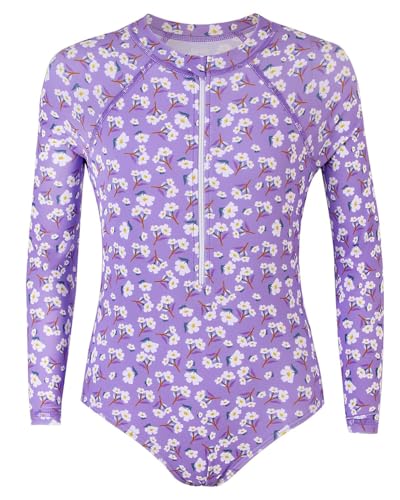 Hulaha Größe 2–9 Jahre Mädchen Einteiler Badeanzug Kinder Langarm Badeanzug Reißverschluss UPF Rashguard Bademode, Violett mit Blumenmuster, 3-4 Jahre Hulaha Größe 2–9 Jahre Mädchen Einteiler Badeanzug Kinder Langarm Badeanzug Reißverschluss UPF Rashguard Bademode, Violett mit Blumenmuster, 3-4 Jahre von Hulaha