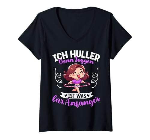 Damen Ich Huller Denn Joggen Ist Was Für Anfänger Hula Hoop T-Shirt mit V-Ausschnitt Damen Ich Huller Denn Joggen Ist Was Für Anfänger Hula Hoop T-Shirt mit V-Ausschnitt von Hulahoop Training Hooper Workout Sport Mädchen