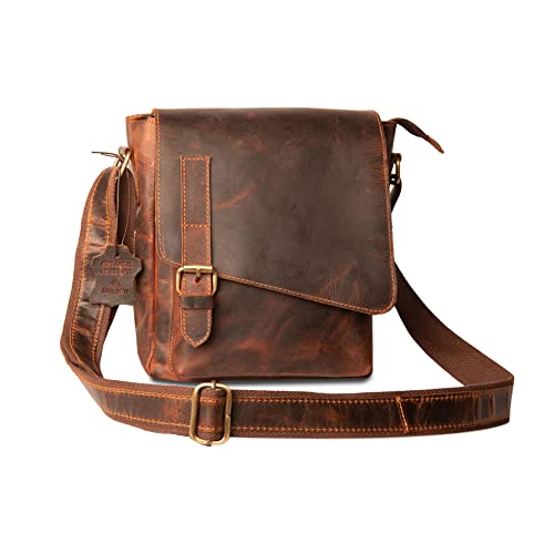 Hulara Herren-Echtleder 18 Zoll für Herren Mehrzweck-/Reisetasche/Sporttasche/Leder-Umhängetasche Leder für Männer, Cross Flip Bag 10 Zoll, Occidental Multifunktions-/Camping-/Wochenendtasche von Hulara