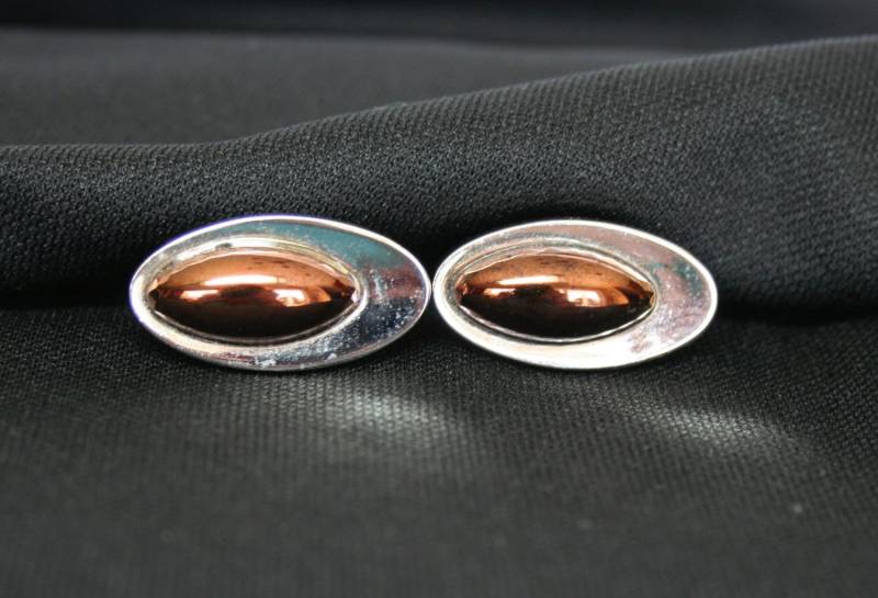 Vintage Silber Ton Kupfer Braun Manschettenknöpfe, Anson Vintage-Manschettenknöpfe, Geschenk Für Ihn, Kostüm Schmuck Männer, Moderne von HuldasTreasures