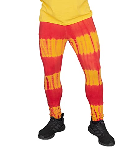 Hulkamania Ringer-Leggings mit Batikfärbung in Rot und Gelb, rot/gelb, Klein Hulkamania Ringer-Leggings mit Batikfärbung in Rot und Gelb, rot/gelb, Klein von Hulkamania