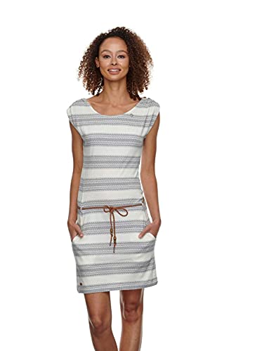 ragwear Damen Kleid CHEGO Shirtkleid Sommerkleid Gürtel Taschen All-Over-Muster White L von Hulker Europe Vertriebs GmbH
