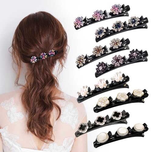 8 x glitzernde Kristallstein-Haarspangen, Strass, dick, dünn, Haarstyling, geflochtene Clips, Haar-Accessoires für Damen und Mädchen (Set B) von Hulyfw