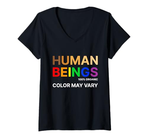 Damen Die Farben des Menschen können variieren Gleichheit, Vielfalt, Stolz T-Shirt mit V-Ausschnitt Damen Die Farben des Menschen können variieren Gleichheit, Vielfalt, Stolz T-Shirt mit V-Ausschnitt von Human Being 100% Organic Colors May Vary LGBT