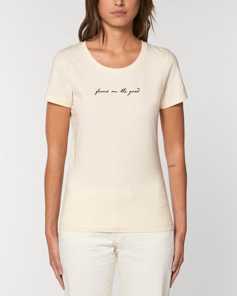 Human Family Bio Damen Rundhals-T-Shirt "Focus on the good" aus Bio-Baumwolle von Human Family