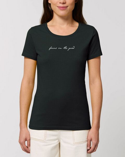Human Family Bio Damen Rundhals-T-Shirt "Focus on the good" aus Bio-Baumwolle von Human Family