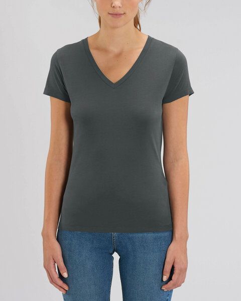 Human Family Bio Damen T-Shirt mit V-Ausschnitt "Evolution - Geo Questionmark" von Human Family