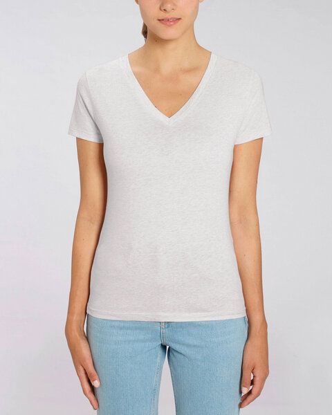 Human Family Bio Damen T-Shirt mit V-Ausschnitt "Evolution - Geo Questionmark" von Human Family