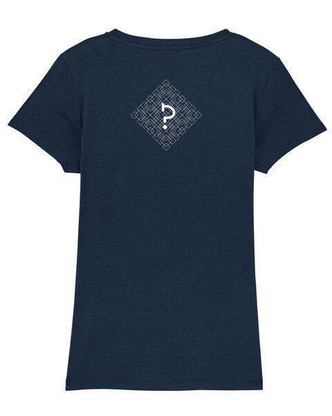 Human Family Bio Damen T-Shirt mit V-Ausschnitt "Evolution - Geo Questionmark" von Human Family