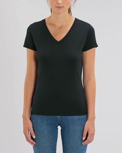Human Family Bio Damen T-Shirt mit V-Ausschnitt "Evolution - Geo Questionmark" von Human Family