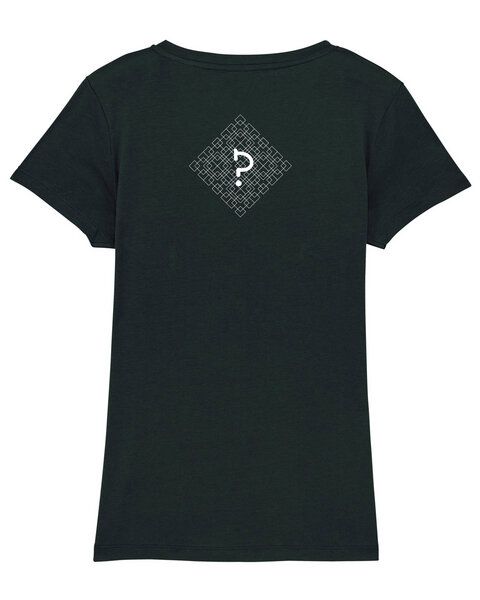 Human Family Bio Damen T-Shirt mit V-Ausschnitt "Evolution - Geo Questionmark" von Human Family