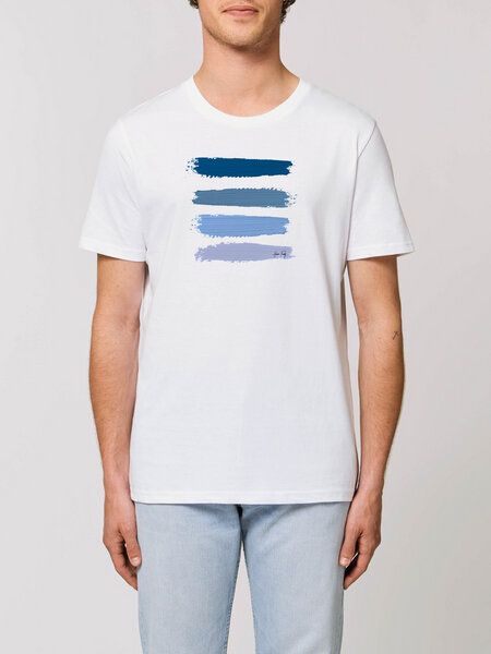 Human Family Bio Unisex Rundhals T-Shirt "Blue Acryl Stripes" von Human Family