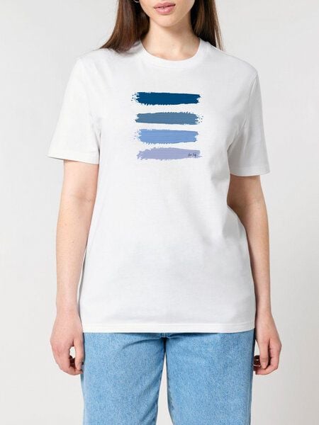Human Family Bio Unisex Rundhals T-Shirt "Blue Acryl Stripes" von Human Family