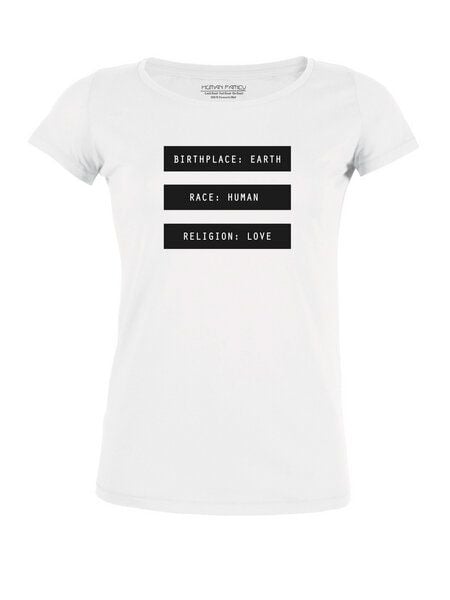 Human Family Damen Bio T-Shirt "Desires - Human Passport" in weiss von Human Family
