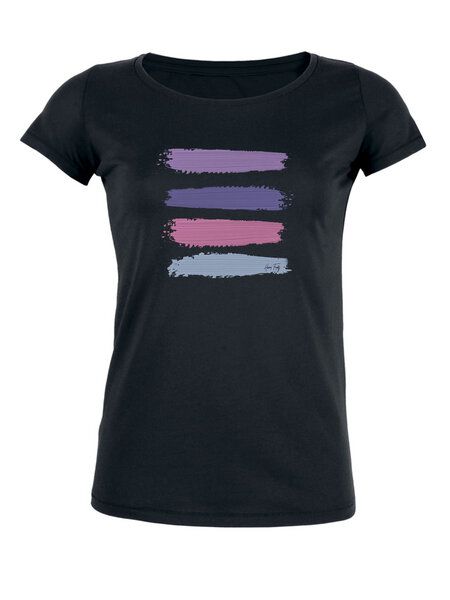 Human Family Damen Bio T-Shirt "Desires - Stripes" in weiss und schwarz von Human Family