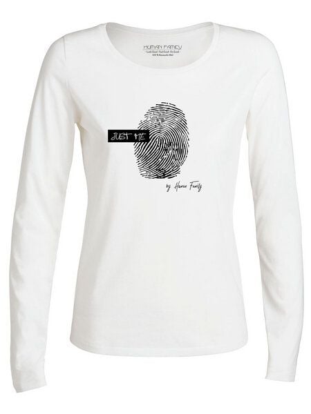 Human Family Damen Longsleeve - "Have Fun - Just Me" in white von Human Family