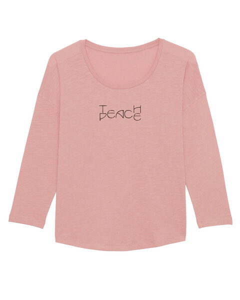 Human Family Damen Longsleeve aus Slub Garn - "Wave - Teach Peace" von Human Family