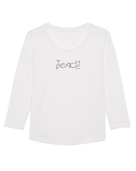 Human Family Damen Longsleeve aus Slub Garn - "Wave - Teach Peace" von Human Family