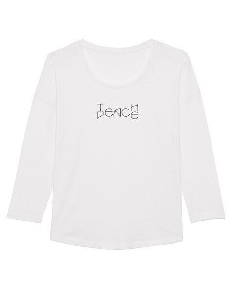 Human Family Damen Longsleeve aus Slub Garn - "Wave - Teach Peace" von Human Family