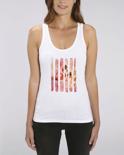 Human Family Damen Tank-Top "Gleam - Flamingo Stripes" in Weiß von Human Family