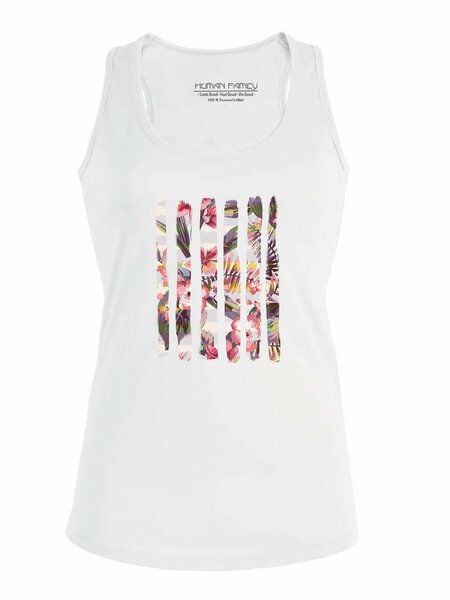 Human Family Racerback Tanktop - Shine "Floral Stripes" in weiss von Human Family