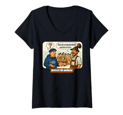 Damen Humorvolles Oktoberfest Design - Preuße trifft Bayern T-Shirt mit V-Ausschnitt Damen Humorvolles Oktoberfest Design - Preuße trifft Bayern T-Shirt mit V-Ausschnitt von Human Harmony Fun