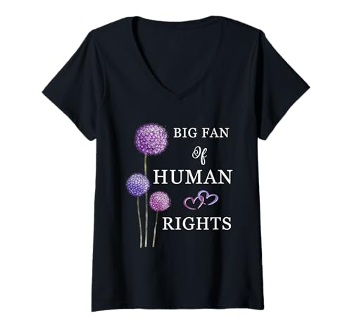 Damen Großer Fan von Menschenrechtsprotesten T-Shirt mit V-Ausschnitt Damen Großer Fan von Menschenrechtsprotesten T-Shirt mit V-Ausschnitt von Human Rights Equality Justice Shirts