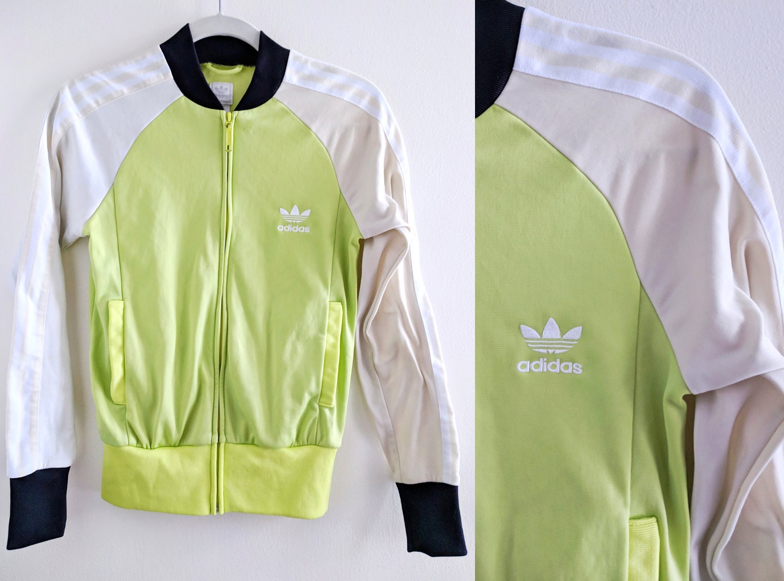 Pastell Neon, Die Grünen Und Weißen Adidas Trainingsjacke Schwarz Ringer Mit Tan Farbe Blockiert Pastell Neon, Die Grünen Und Weißen Adidas Trainingsjacke Schwarz Ringer Mit Tan Farbe Blockiert von HumanNightmare