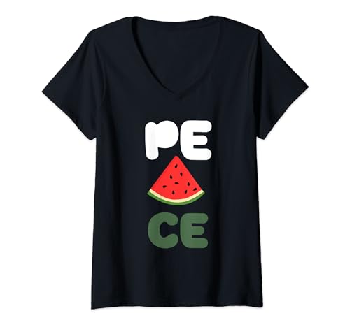 Watermelon Peace Humanity Unity Human Race, für Männer und Frauen T-Shirt mit V-Ausschnitt Watermelon Peace Humanity Unity Human Race, für Männer und Frauen T-Shirt mit V-Ausschnitt von Humanity & Peace