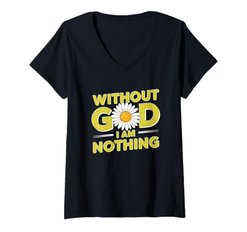 Damen Without God I'm Nothing - Christian Faith & Humility T-Shirt mit V-Ausschnitt Damen Without God I'm Nothing - Christian Faith & Humility T-Shirt mit V-Ausschnitt von Humble Heart