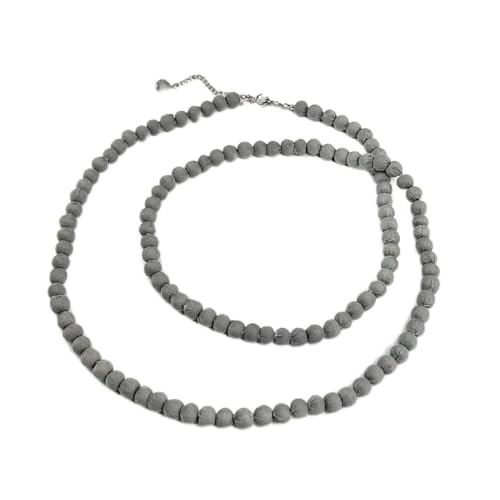 Humble Hilo Sari Jewelry Damen-Halskette mit Textilperlen, upgecycelt, einfaches Statement-Halsketten-Set, perfekt zu kombinieren, Adjustable, Baumwolle, Holz, Kein Edelstein von Humble Hilo