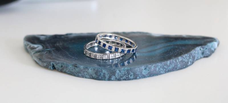 Sterling Silber Gummiband | Eternety-Band, Stapelbar Princess Cut Eternity-Band Stapelbare Ringe Saphir Stapelringe von HumbleandSpark